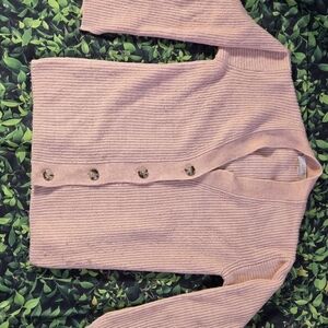 LOFT Blush Pink Ribbed Cardigan